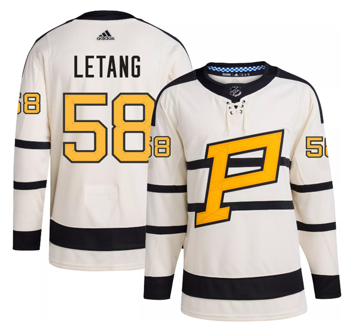 Men Pittsburgh Penguins 58 Kris Letang Cream 2023 Winter Classic Stitched Jersey