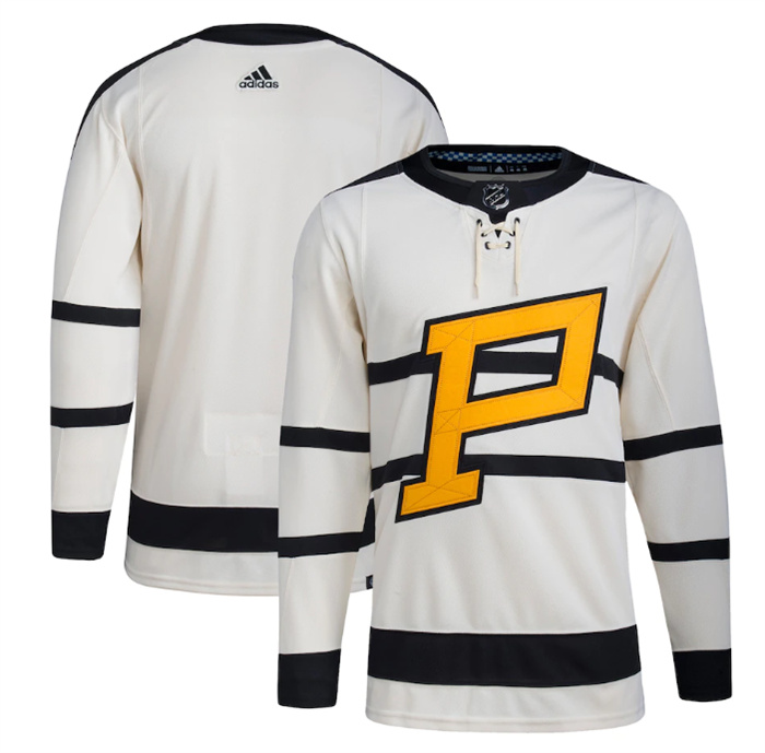 Men Pittsburgh Penguins Blank Cream 2023 Winter Classic Stitched Jersey