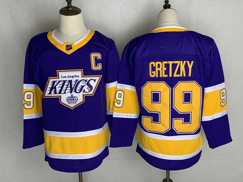 Men Wayne Gretzky #99 Los Angeles Kings Vintage Purple Premier Retired Jersey