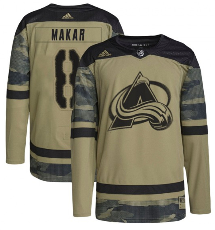 Men Colorado Avalanche 8 Cale Makar Camo Salute To Service Stitched Jersey