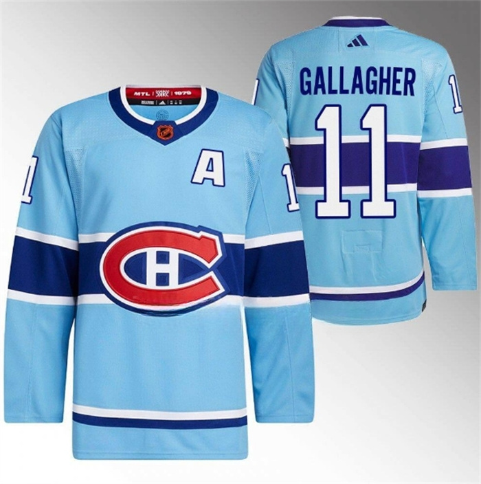 Men Montreal Canadiens 11 Brendan Gallagher Blue 2022 23 Reverse Retro Stitched Jersey