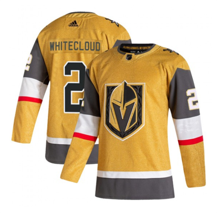 Men Vegas Golden Knights 2 Zach Whitecloud Gold Stitched Jersey