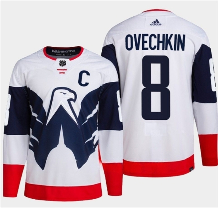 Men Washington Capitals 8 Alex Ovechkin White Navy Stadium Series Stitched Jersey