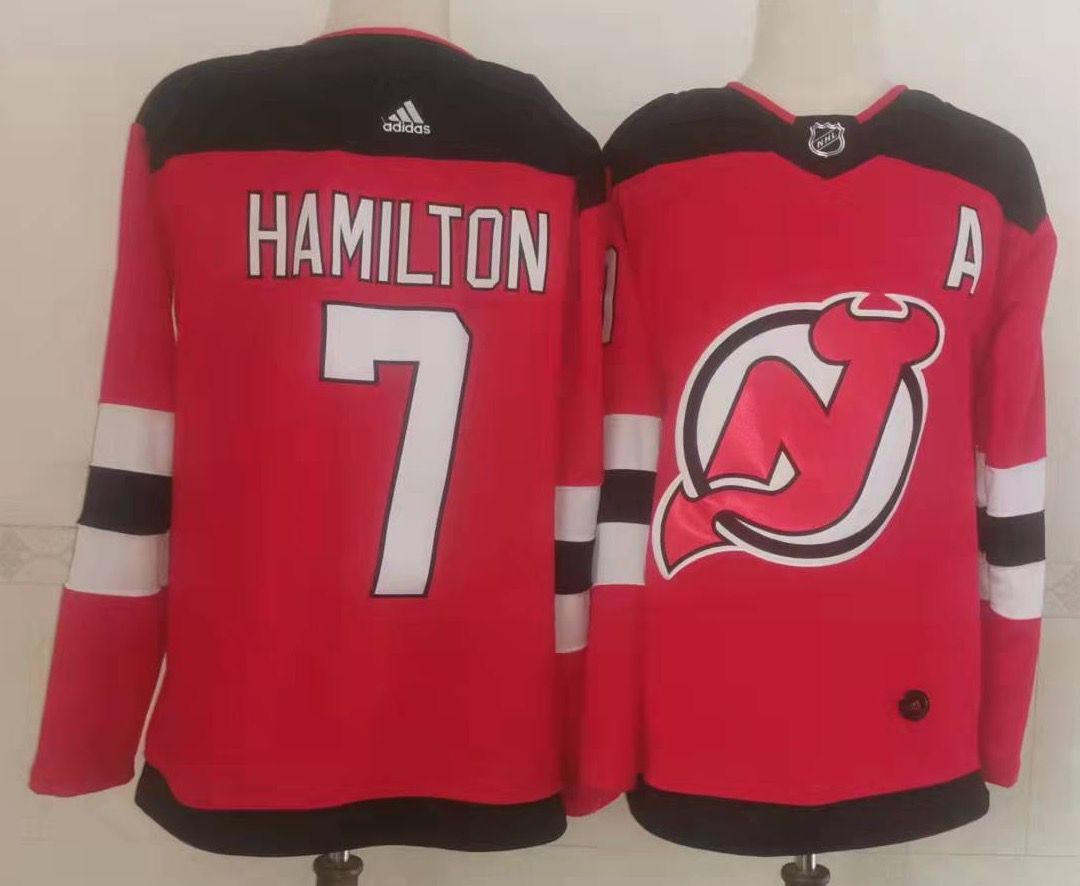 Men's New Jersey Devils #7 Dougie Hamilton Red Authentic Jersey