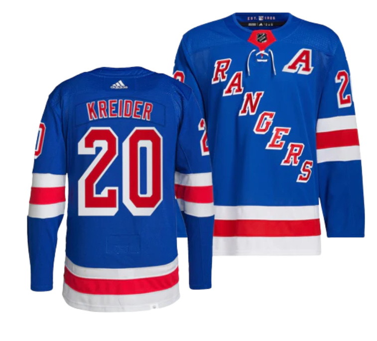 Men New York Rangers 20 Chris Kreider Blue Stitched Jersey