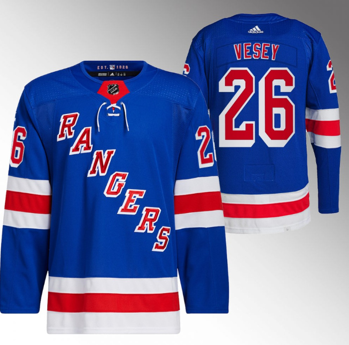 Men New York Rangers 26 Jimmy Vesey Blue Stitched Jersey