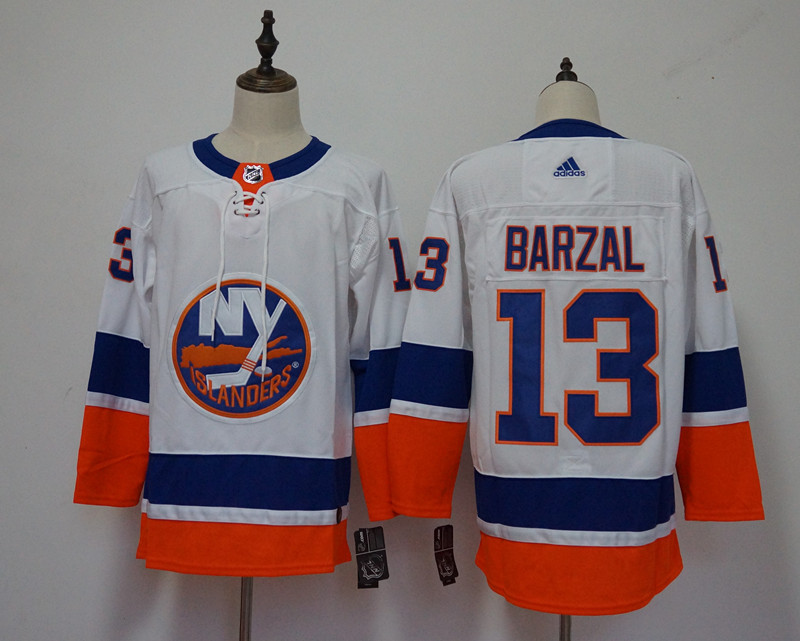 Men Adidas New York Islanders Mathew Barzal #13 Blue Stitched NHL Jersey