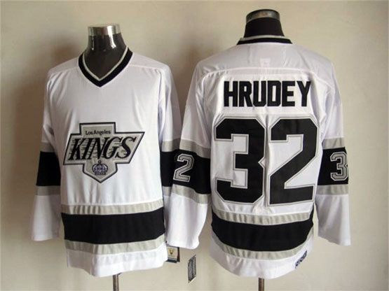 Men Adidas Los Angeles Kings 32 Kelly Hrudey Authentic White Home NHL Jersey