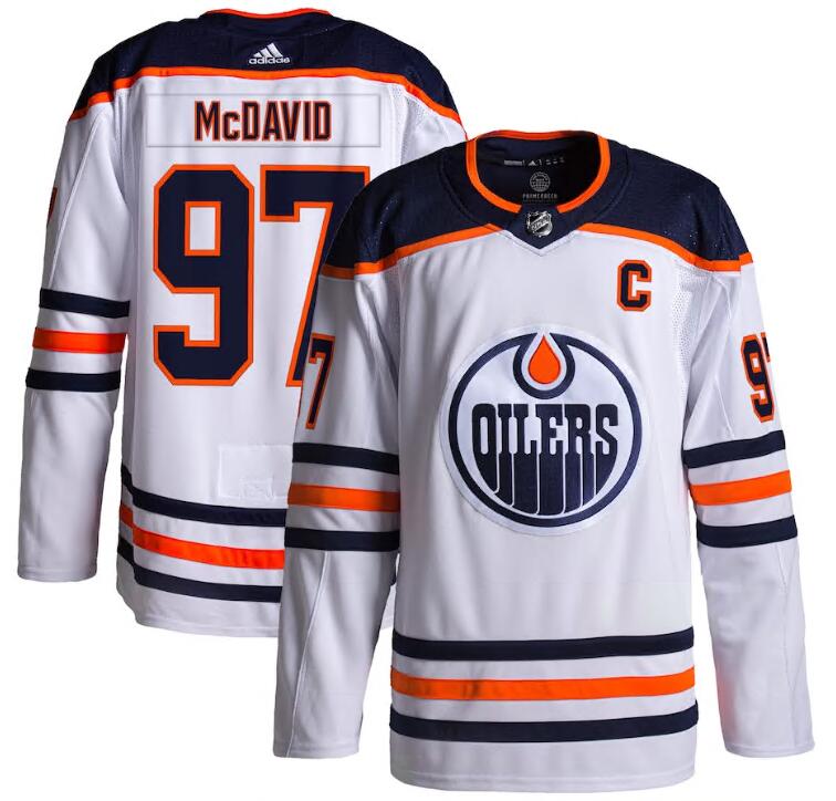 Men Edmonton Oilers Connor McDavid #97 2023 White Home Stitched NHL Jersey