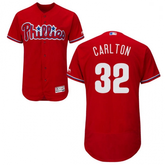 Mens Majestic Philadelphia Phillies 32 Steve Carlton Red Alternate Flex Base Authentic Collection ML