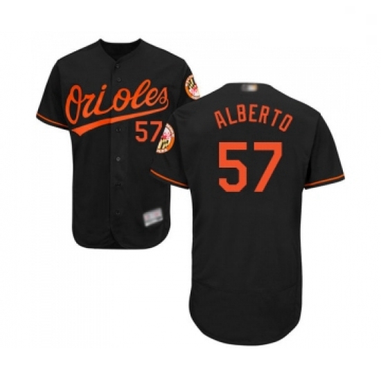 Mens Baltimore Orioles 57 Hanser Alberto Black Alternate Flex Base Authentic Collection Baseball Jer