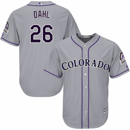 Youth Majestic Colorado Rockies 26 David Dahl Authentic Grey Road Cool Base MLB Jersey