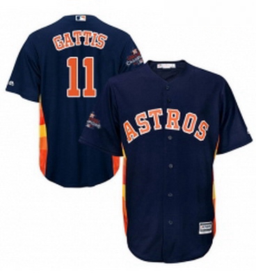 Youth Majestic Houston Astros 11 Evan Gattis Replica Navy Blue Alternate 2017 World Series Champions