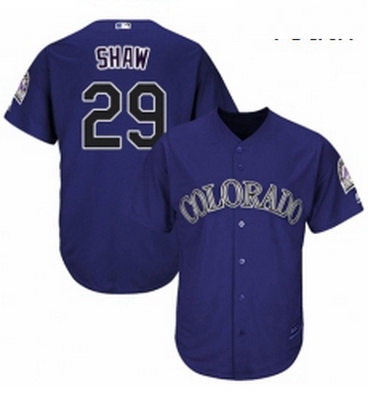 Youth Majestic Colorado Rockies 29 Bryan Shaw Replica Purple Alternate 1 Cool Base MLB Jersey