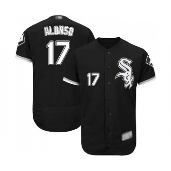 Mens Chicago White Sox 17 Yonder Alonso Black Alternate Flex Base Authentic Collection Baseball Jers