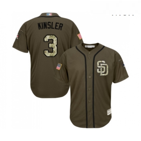 Mens San Diego Padres 3 Ian Kinsler Authentic Green Salute to Service Baseball Jersey