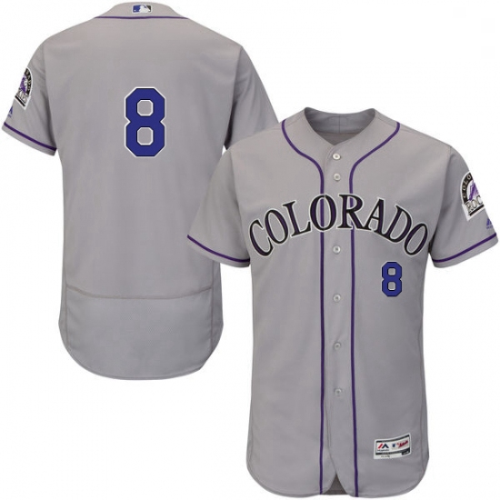 Mens Majestic Colorado Rockies 8 Gerardo Parra Grey Road Flex Base Authentic Collection MLB Jersey