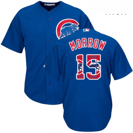 Mens Majestic Chicago Cubs 15 Brandon Morrow Authentic Royal Blue Team Logo Fashion Cool Base MLB Je