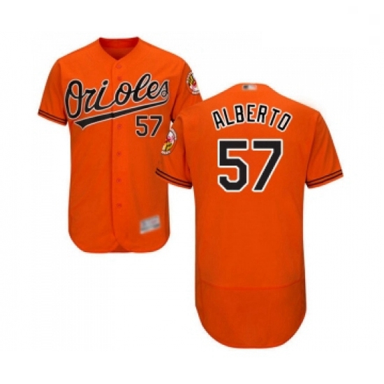 Mens Baltimore Orioles 57 Hanser Alberto Orange Alternate Flex Base Authentic Collection Baseball Je