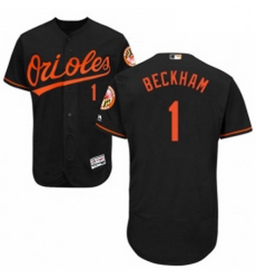 Mens Majestic Baltimore Orioles 1 Tim Beckham Black Alternate Flex Base Authentic Collection MLB Jer