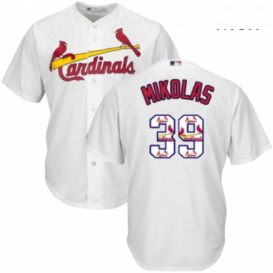 Mens Majestic St Louis Cardinals 39 Miles Mikolas Authentic White Team Logo Fashion Cool Base MLB Je