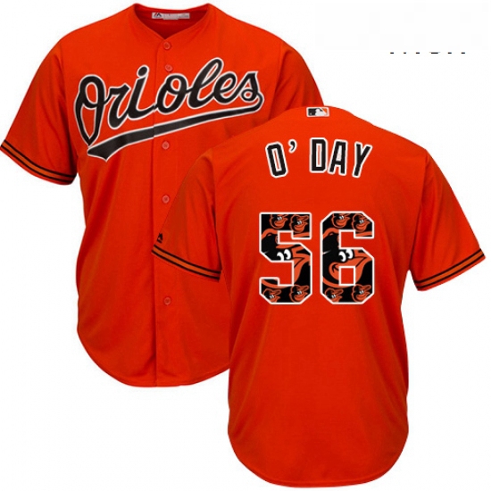 Mens Majestic Baltimore Orioles 56 Darren ODay Authentic Orange Team Logo Fashion Cool Base MLB Jers