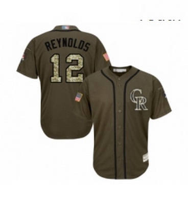 Youth Colorado Rockies 12 Mark Reynolds Authentic Green Salute to Service Baseball Jersey