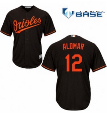 Youth Majestic Baltimore Orioles 12 Roberto Alomar Authentic Black Alternate Cool Base MLB Jersey