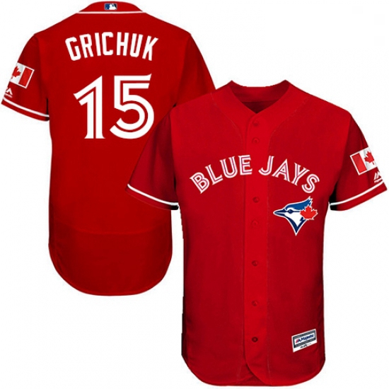 Mens Majestic Toronto Blue Jays 15 Randal Grichuk Scarlet Alternate Flex Base Authentic Collection M