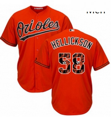 Mens Majestic Baltimore Orioles 58 Jeremy Hellickson Authentic Orange Team Logo Fashion Cool Base ML