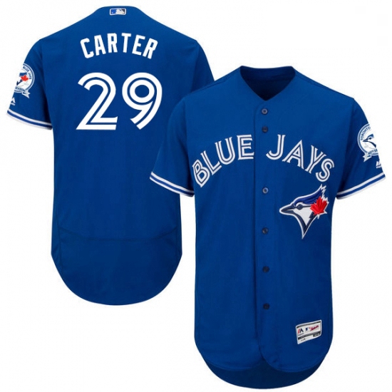 Mens Majestic Toronto Blue Jays 29 Joe Carter Blue Alternate Flex Base Authentic Collection MLB Jers