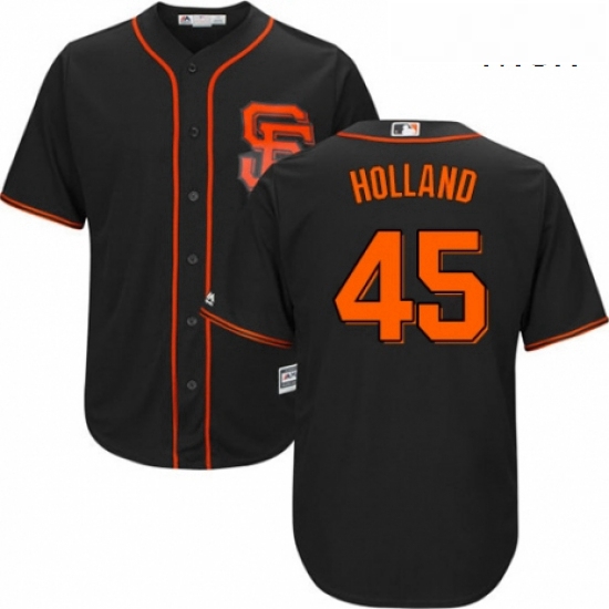 Mens Majestic San Francisco Giants 45 Derek Holland Replica Black Alternate Cool Base MLB Jersey