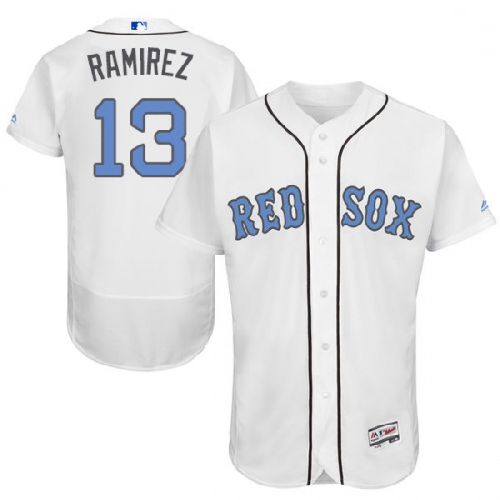 Mens Majestic Boston Red Sox 13 Hanley Ramirez Authentic White 2016 Fathers Day Fashion Flex Base ML