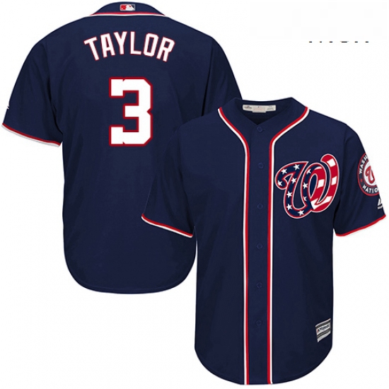 Mens Majestic Washington Nationals 3 Michael Taylor Replica Navy Blue Alternate 2 Cool Base MLB Jers