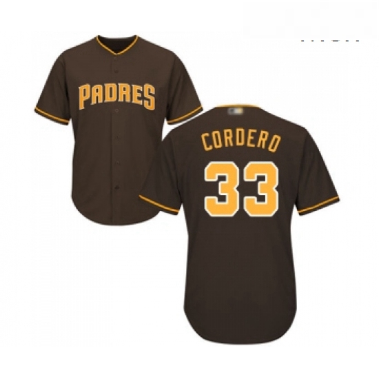 Mens San Diego Padres 33 Franchy Cordero Replica Brown Alternate Cool Base Baseball Jersey