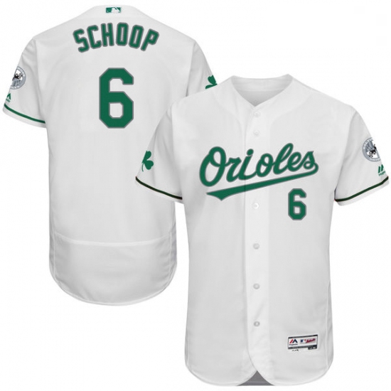 Mens Majestic Baltimore Orioles 6 Jonathan Schoop White Celtic Flexbase Authentic Collection MLB Jer