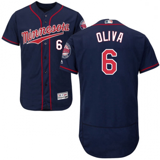 Mens Majestic Minnesota Twins 6 Tony Oliva Authentic Navy Blue Alternate Flex Base Authentic Collect