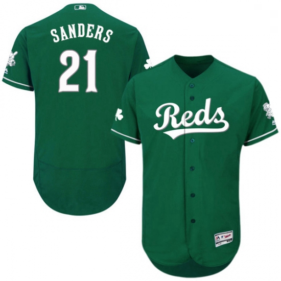 Mens Majestic Cincinnati Reds 21 Reggie Sanders Green Celtic Flexbase Authentic Collection MLB Jerse