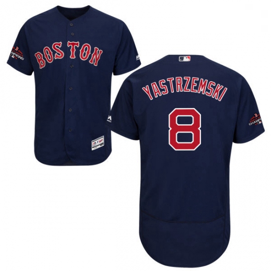 Mens Majestic Boston Red Sox 8 Carl Yastrzemski Navy Blue Alternate Flex Base Authentic Collection 2