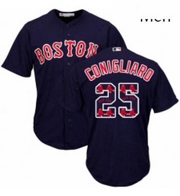 Mens Majestic Boston Red Sox 25 Tony Conigliaro Authentic Navy Blue Team Logo Fashion Cool Base MLB 