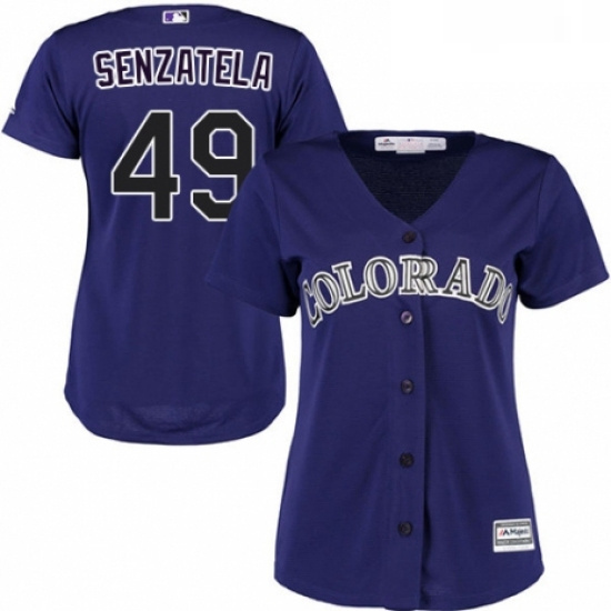 Womens Majestic Colorado Rockies 49 Antonio Senzatela Authentic Purple Alternate 1 Cool Base MLB Jer