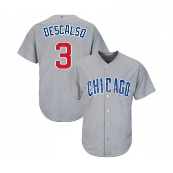 Youth Chicago Cubs 3 Daniel Descalso Authentic Grey Road Cool Base Baseball Jersey