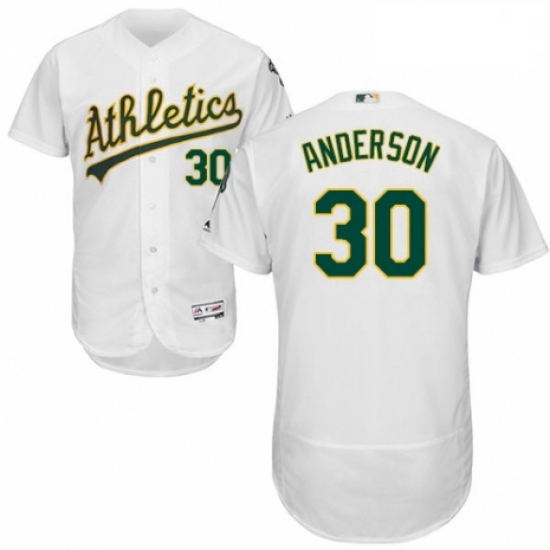 Mens Majestic Oakland Athletics 30 Brett Anderson White Home Flex Base Authentic Collection MLB Jers