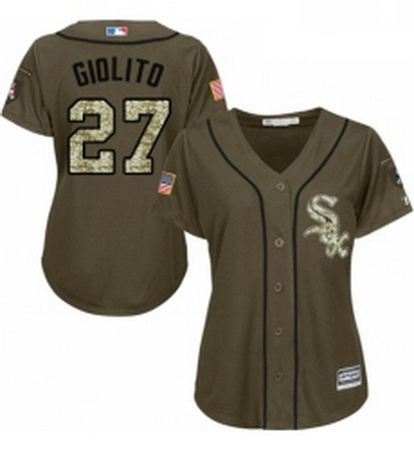 Womens Majestic Chicago White Sox 27 Lucas Giolito Authentic Green Salute to Service MLB Jersey