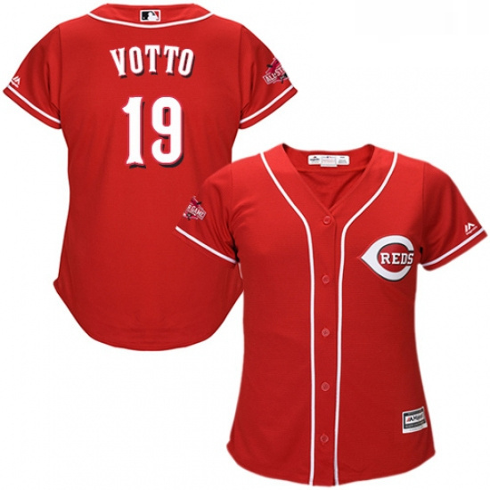 Womens Majestic Cincinnati Reds 19 Joey Votto Replica Red Alternate Cool Base MLB Jersey