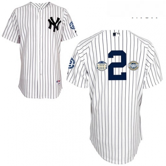 Mens Majestic New York Yankees 2 Derek Jeter Authentic White wCommemorative Final Season Inaugural S