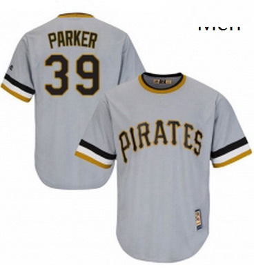 Mens Majestic Pittsburgh Pirates 39 Dave Parker Replica Grey Cooperstown Throwback MLB Jersey