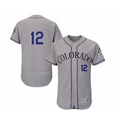 Mens Colorado Rockies 12 Mark Reynolds Grey Road Flex Base Authentic Collection Baseball Jersey