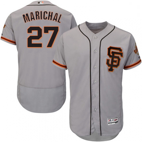 Mens Majestic San Francisco Giants 27 Juan Marichal Grey Alternate Flex Base Authentic Collection ML