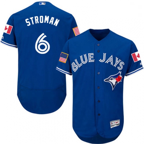 Mens Majestic Toronto Blue Jays 6 Marcus Stroman Authentic Royal Blue Fashion Stars Stripes Flex Bas